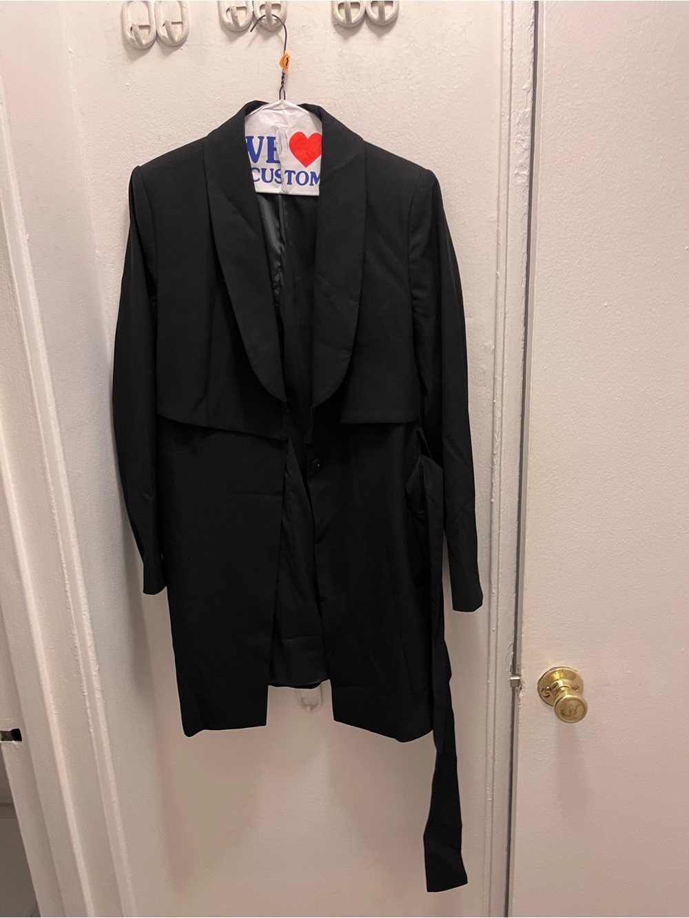 Zara Black Women's trench Coat with lapel collar in size L